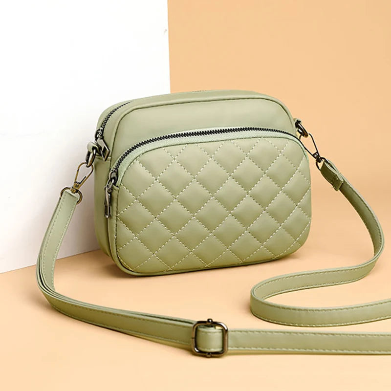 Simple Fashion Plaid Shoulder Bags For Women PU Leather Crossbody Messenger Bag Phone Purse Lady Small Handbag Clutch