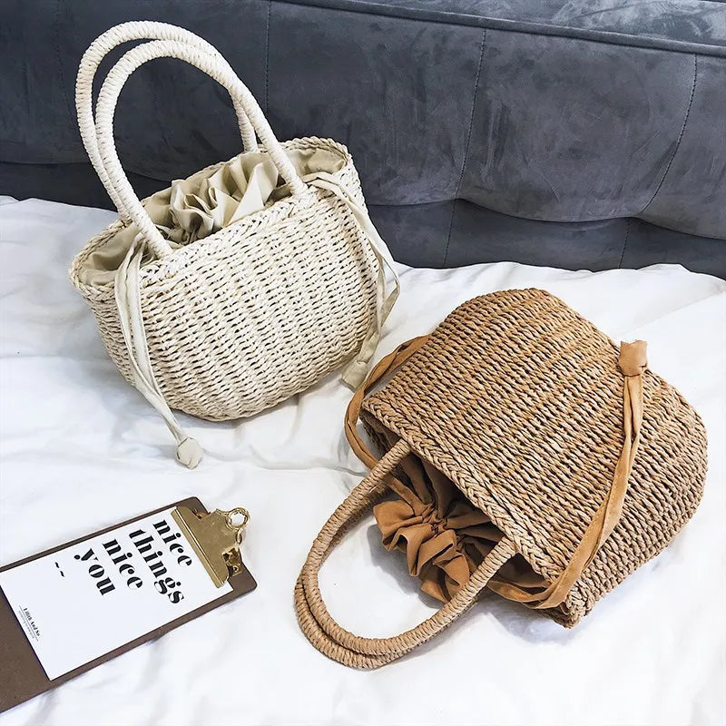 Straw Bags for Women Summer Rattan Bag Handmade Woven Beach Bag Bohemia Handbag Bolsos Fashion Rattan Basket Tote Purse