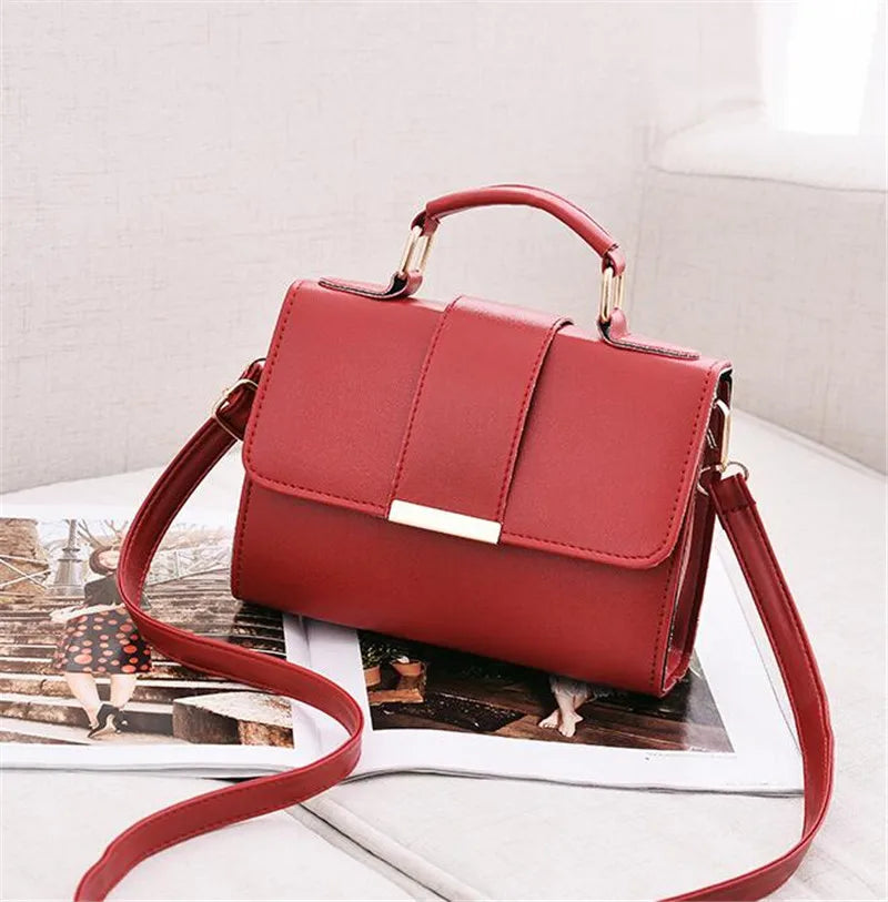 Hot Sale Flap Sling Shoulder Bags for Women Solid Color Crossbody Messenger Bag Purse Female Leather Handbag Pocket