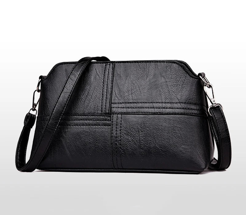 New Casual mama Messenger Bags Crossbody PU Leather Black Handbags for Women Small Shoulder Bag Purse