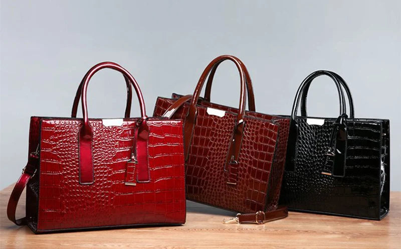 Luxury Handbags Alligator Designer PU Patent Leather Crossbody Bag For Women Tote Retro Ladies Messegner Shoulder Bag Bolsa
