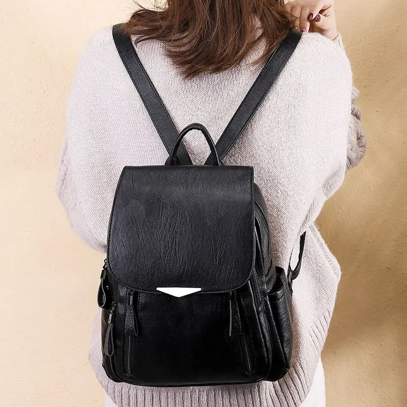 Women's Backpack Travel Large Backpack PU Leather Handbag Schoolbag For Girls Female Shoulder Back mochila