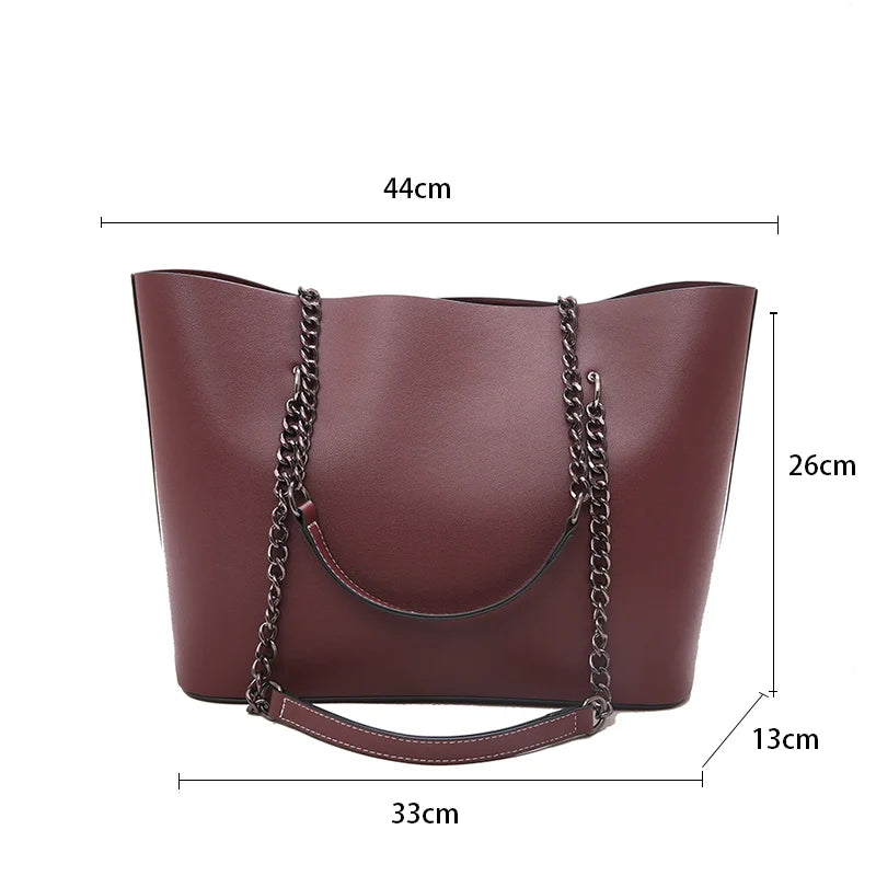 Luxury Designer PU Leather Shoulder Bags For Women Chain Large Capacity Handbags Travel Hand Bag Female Big Tote Bags Bolso