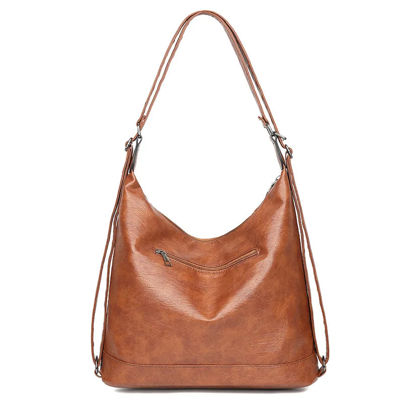 Casual PU Leather Tote Bags for Women Large Capacity Hobo Handbags Retro Patchwork Shoulder Bag Female Crossbody Shopper Bag
