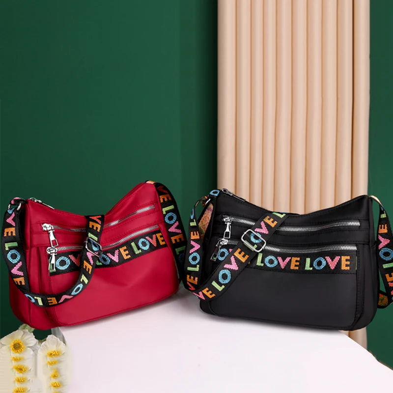 Women's Crossbody Bag Waterproof Nylon Oxford Shoulder Messenger Bags Casual Large Capacity Handbag Ladies Travel Shopping Tote