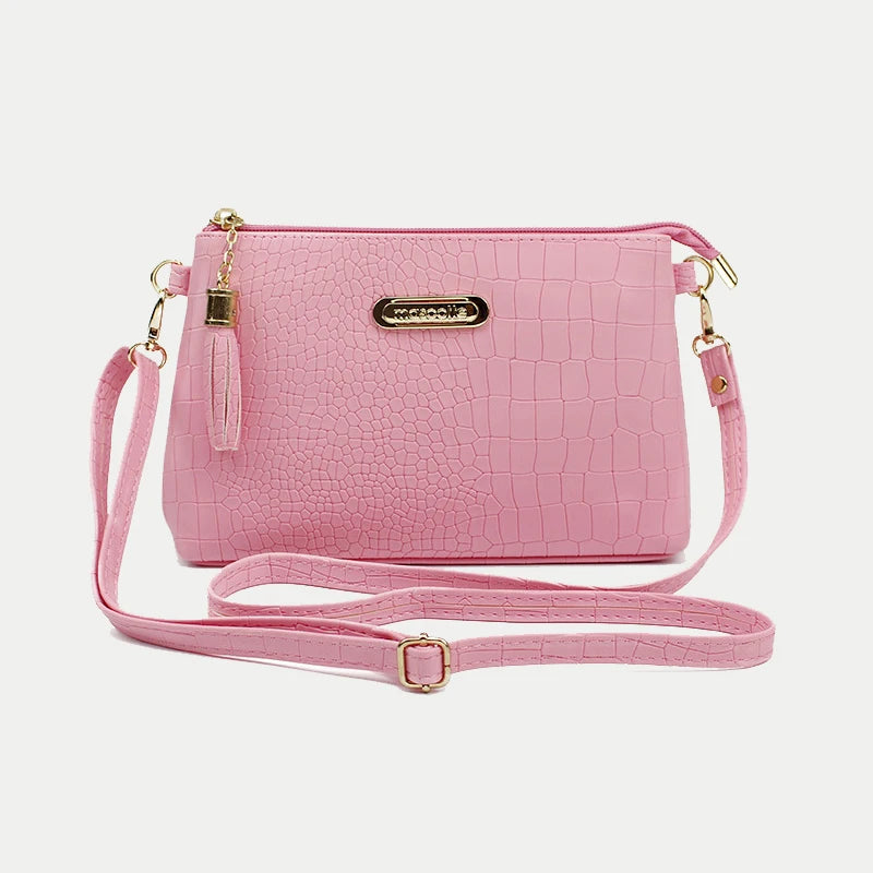 Fashion Alligator Pattern Shoulder Messenger Bags for Women PU Leather Handbag Small Phone Purse Crossbody Pack