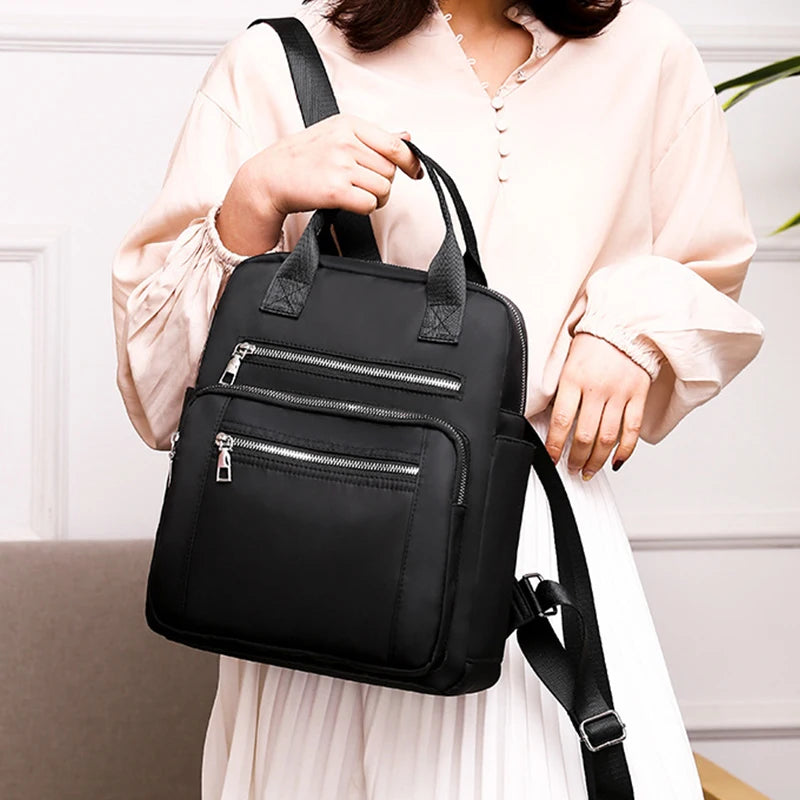 Women Backpack Travel Casual Waterproof Oxford Shoulder Bags Female Large Capacity Handbag Rucksack Black Purse School Pack
