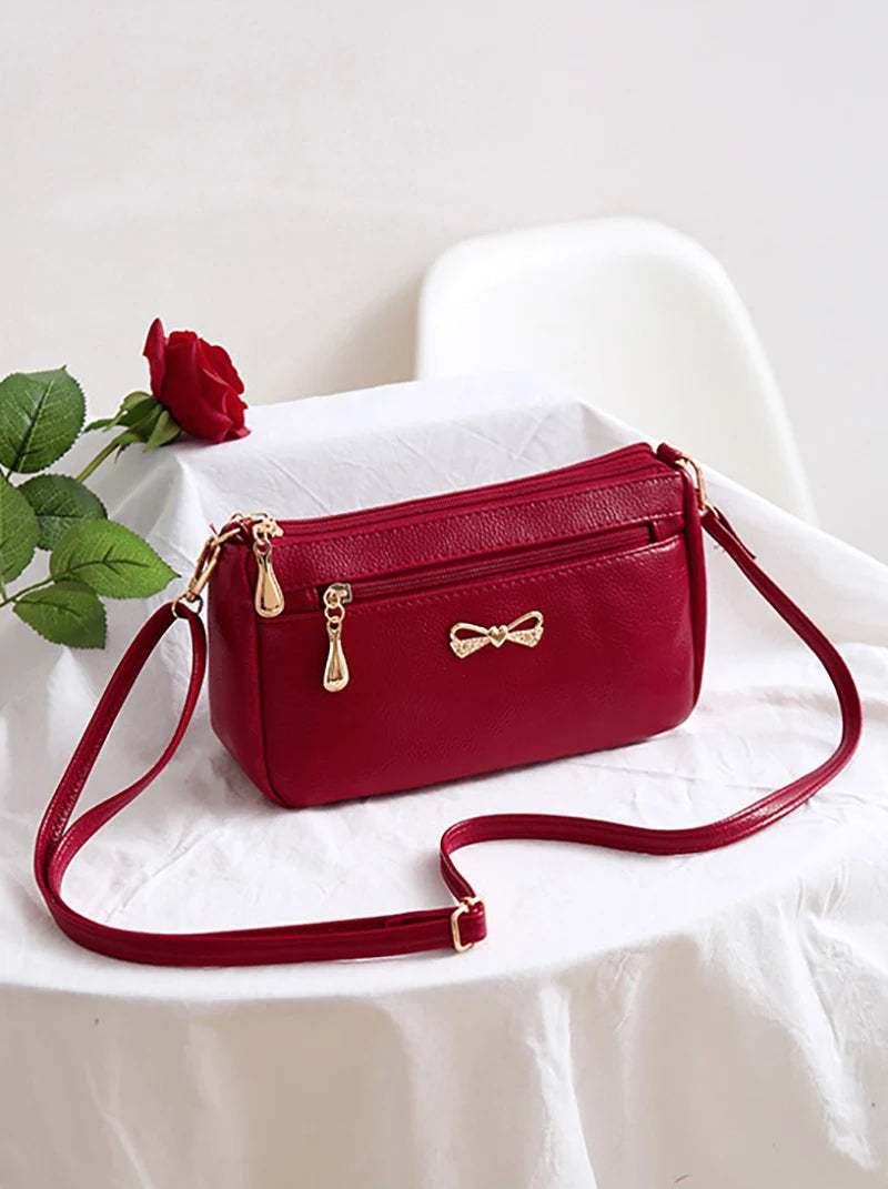 New Arrivals Women Shoulder Crossbody Bags Purse Bowknot PU Leather Messenger Handbags Small Phone Pocket for mama