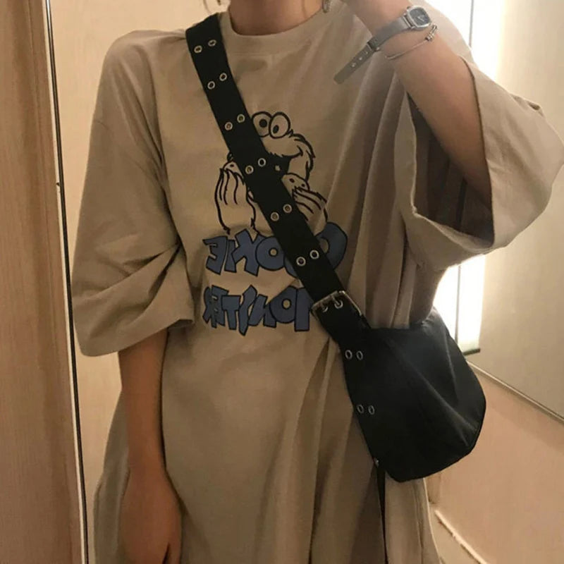 Casual Shoulder Bags For Women Black Waterproof Nylon Crossbody Bag Cool Girls Underarm Handbag Purse