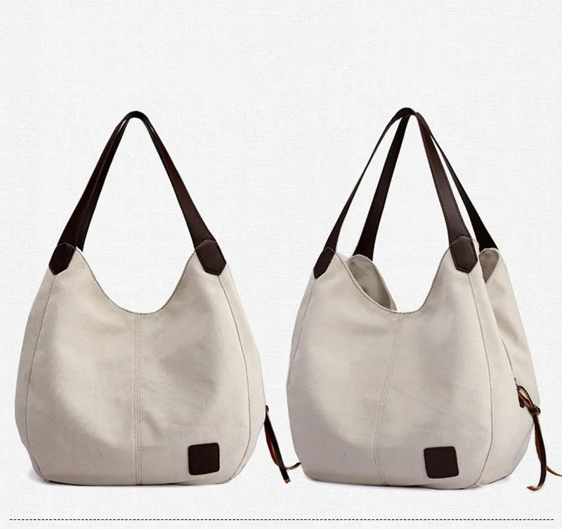 Large Capacity Canvas Shoulder Bag Casual Top-Handle Bag Daily Use Handbag Lady Shopping Totes Travel Bag