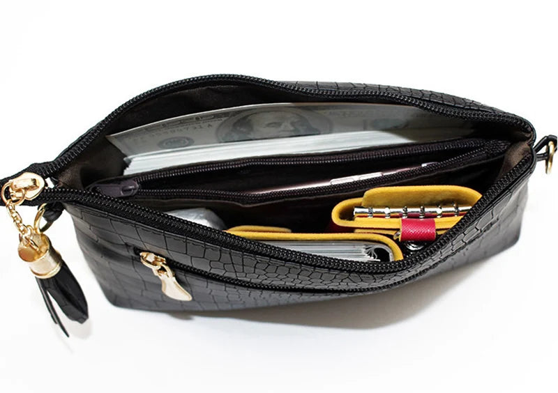 Fashion Alligator Pattern Shoulder Messenger Bags for Women PU Leather Handbag Small Phone Purse Crossbody Pack