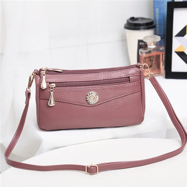 Small Fashion Shoulder Bags for Women Soft Leather mama Handbags Crossbody Messenger Bag Purse Solid Color Clutch
