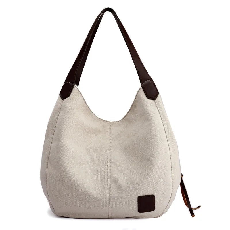 Large Capacity Canvas Shoulder Bag Casual Top-Handle Bag Daily Use Handbag Lady Shopping Totes Travel Bag