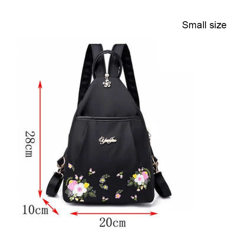 Waterproof Oxford Women Backpack Fashion Casual Embroidery Bag Designer Female Large Capacity Travel Handbag Shopping Knaps