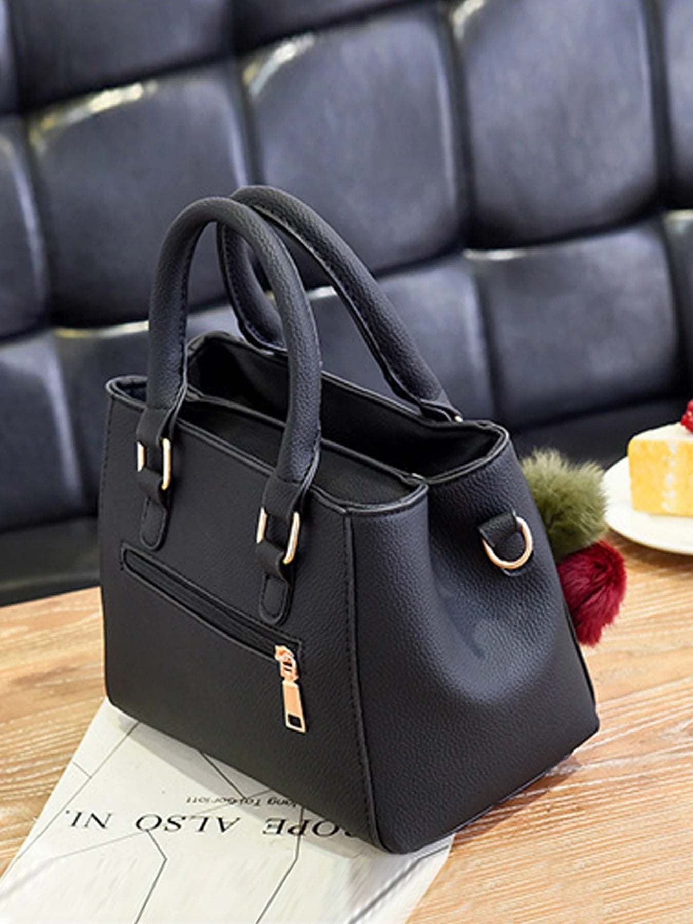 PU Leather Ladies HandBags Women Vintage Purse Plush Tassel Messenger Bags Tote Boston Shoulder Crossbody Bag