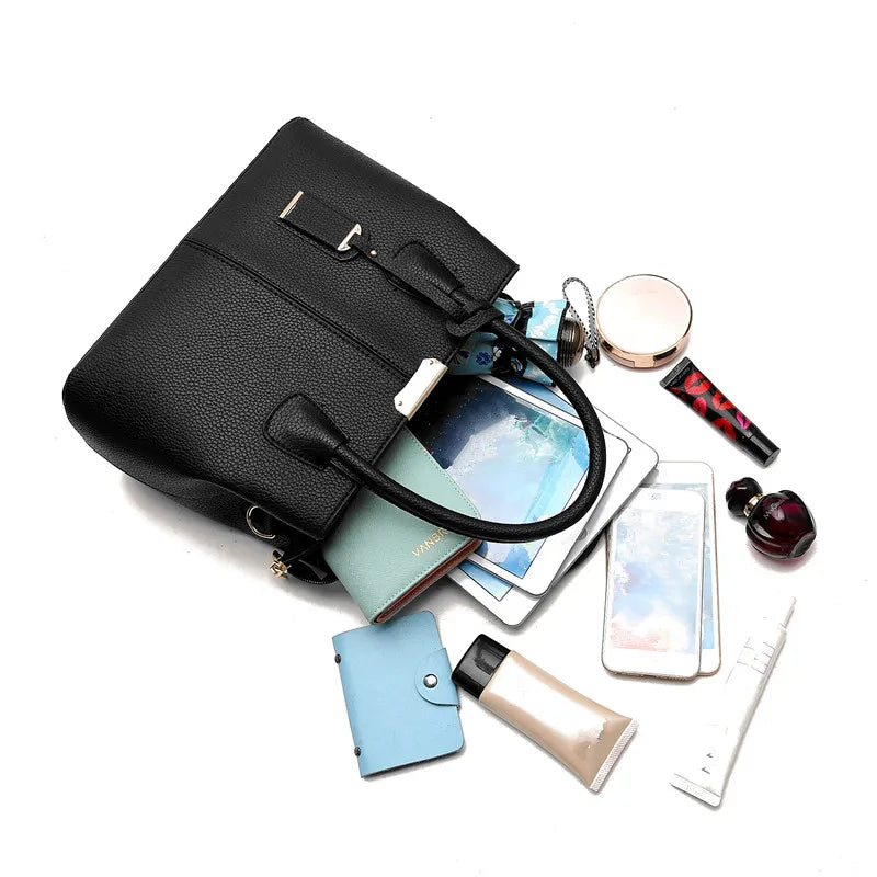 Shaping PU Leather Handbag, Stylish Versatile Tote Shoulder Bag, Large Capacity Crossbody Bag with Adjustable Straps,Zip Closure