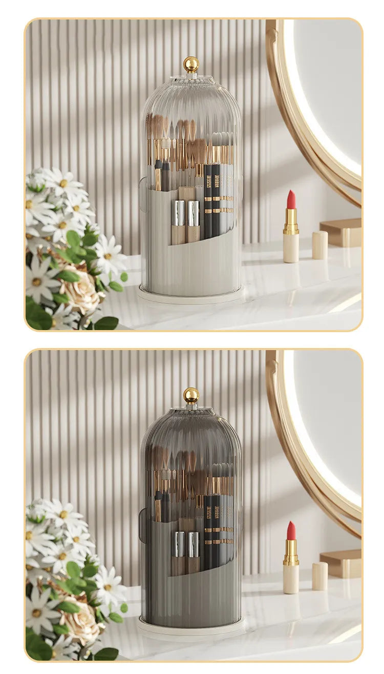 360° rotary makeup brush holder with cover Luxury cosmetics lipstick eyebrow pencil holder eye shadow storage box