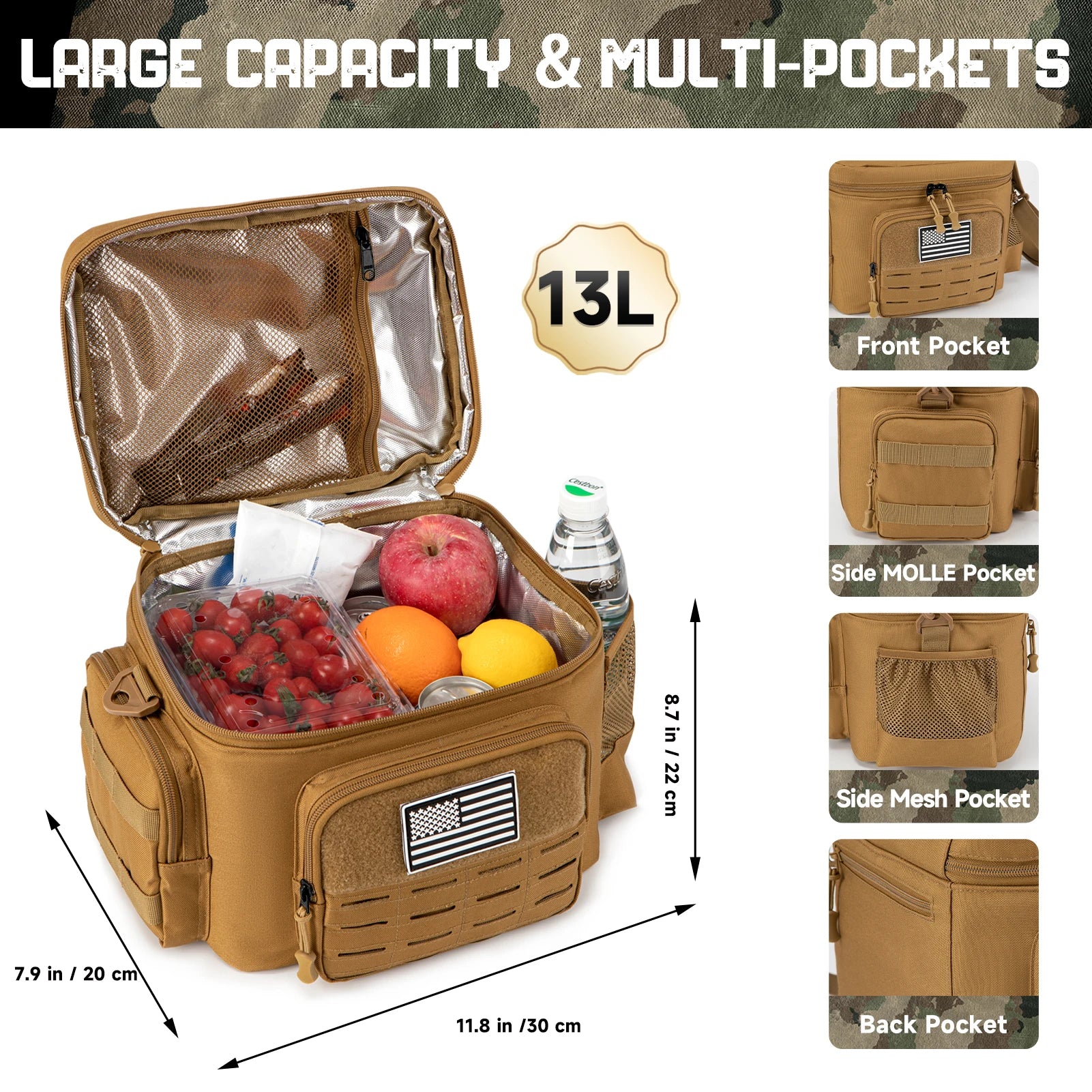 Tactical Thermal Cooler Bag picnic basket picnic cooler box camping lunch bag Outdoor Heavy Duty Lunch Box cooler insulated bags