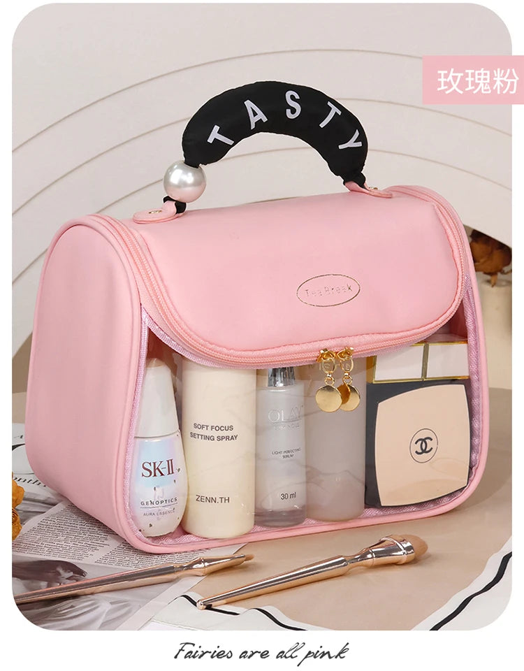 New Hooked Toilet Bag Transparent PVC Makeup Bag Large Capacity Hanging Storage Bag Travel Portable Handbag