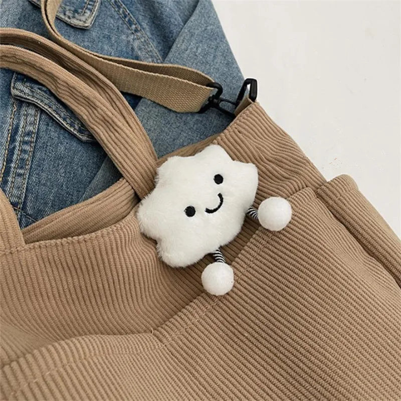 New Corduroy Tote Bag with Zipper Closure, Chic Daily Commuter Handbag Shoulder Crossbody Bag, Ideal for Shopping & Everyday Use