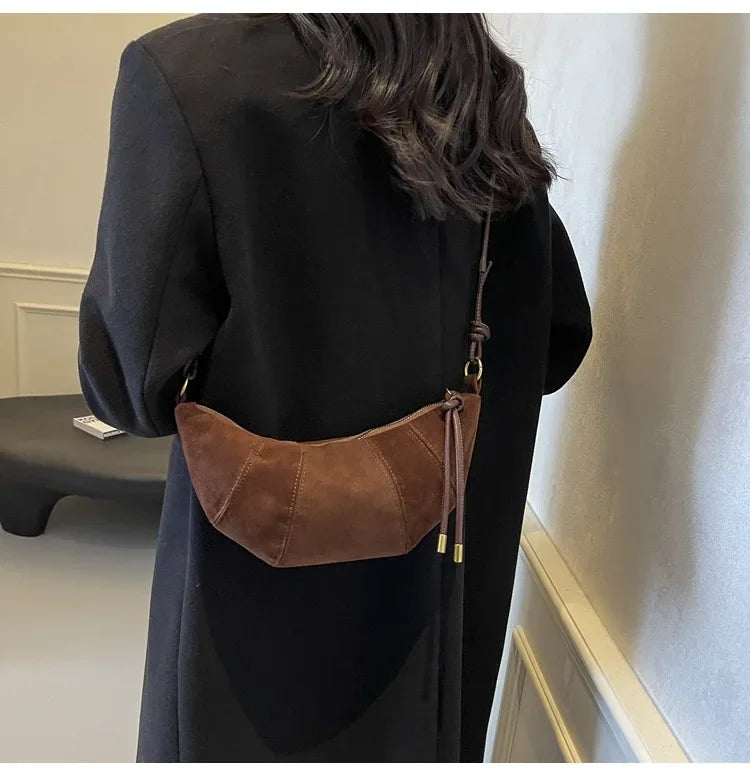 Fashionable Croissant Shape Women's Bag, Casual Simple Crossbody Shoulder Bags for Women Daily Use Commuting Phone Bag,Pockets