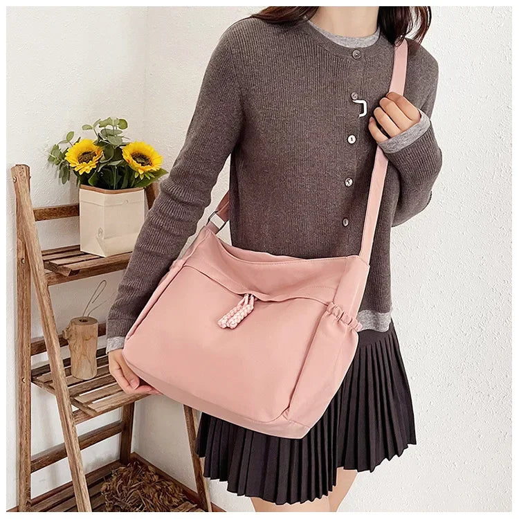 Double Sided Pocket Canvas Bag, Nylon Underarm Shoulder Bag, Fashionable Messenger Bags for Women's Daily Use Work Travel Outing