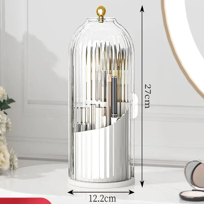 360° rotary makeup brush holder with cover Luxury cosmetics lipstick eyebrow pencil holder eye shadow storage box