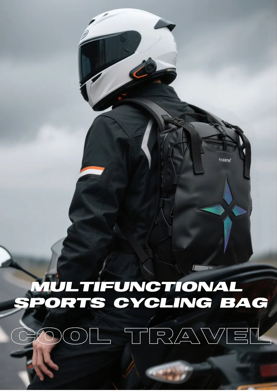 Tigernu Cycling Backpacks Men Waterproof Bicycle Bags Motor Bags Sport Bike Backpacks Storage Helmet Pack With Reflective Strap