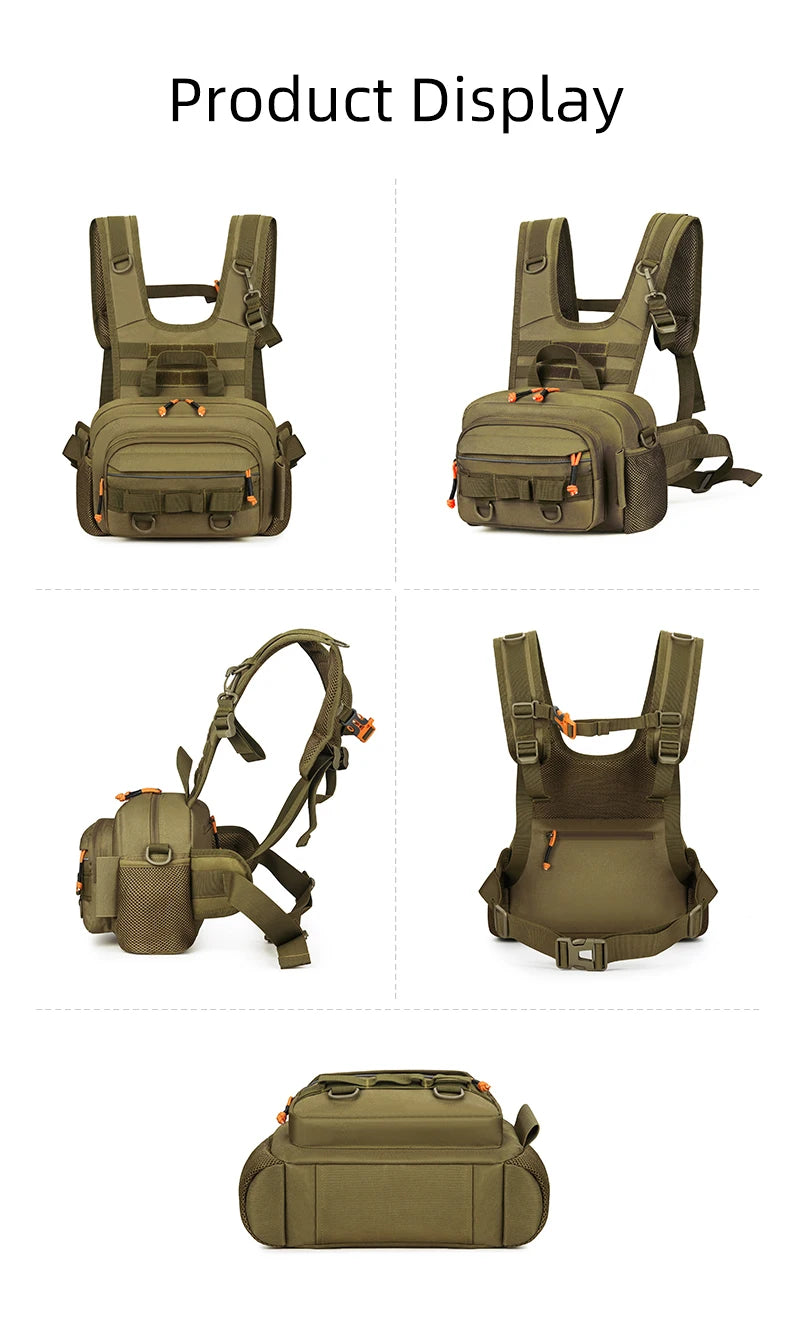 Fishing Lure Front Chest Vest Travel Backpack Camping Hiking Outdoor Cycling Mountaineering Gear Tactical Tackle Bag for Men Sac