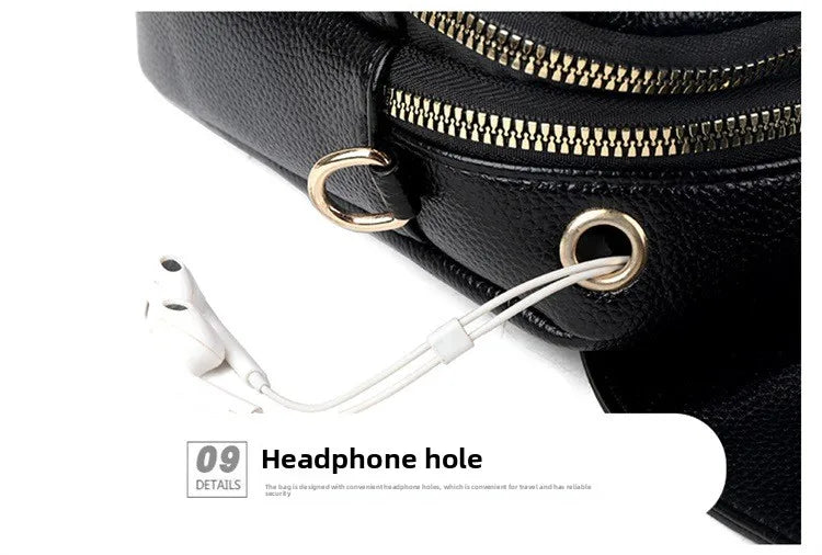 Mini Multifunctional Leather Shoulder Bag for Cellphone/Sport Cross Bags with Headphone Jack, Multi Layer Women's Bag with Cover