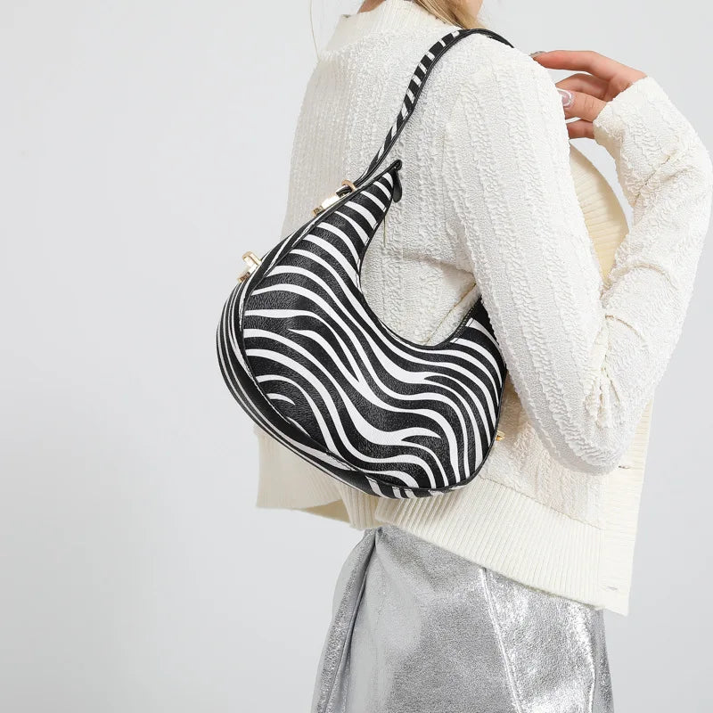 Cow Prints Underarm Shoulder Bags For Women French Style Small Crossbody Phone Bag Luxury Designer Versatile Handbags