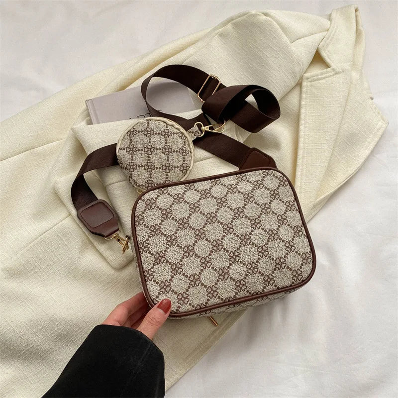 Vintage Pattern Crossbody Bags for Women Shoulder Shell Bag Trend Small Purse and Handbag Luxury Designer Female Square Bag