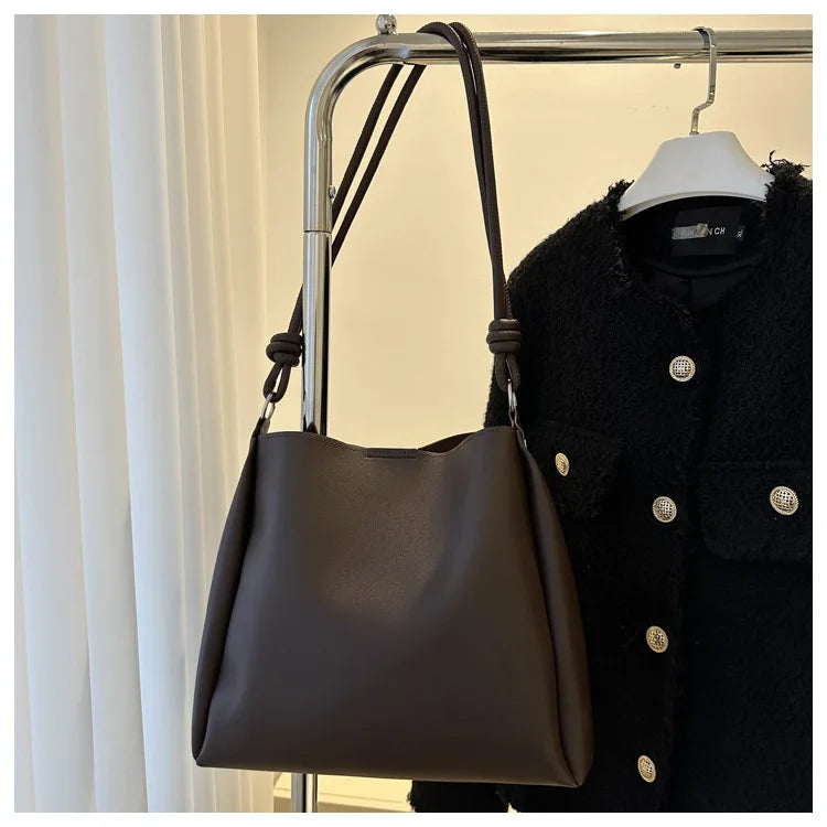 Fashionable High Quality Texture Crossbody Bag, Synthetic Leather Bucket Tote Bag, Single Shoulder Bag for Commuting Women's Bag