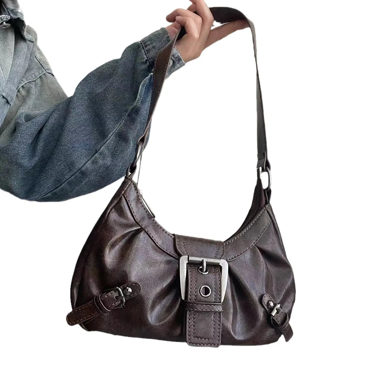 Y2K Retro Handbag Women's Bag, Stylish Fold Leather Shoulder Armpit Bag, Chic Retro Handbags Purse, Temperament Woman Tote Bag