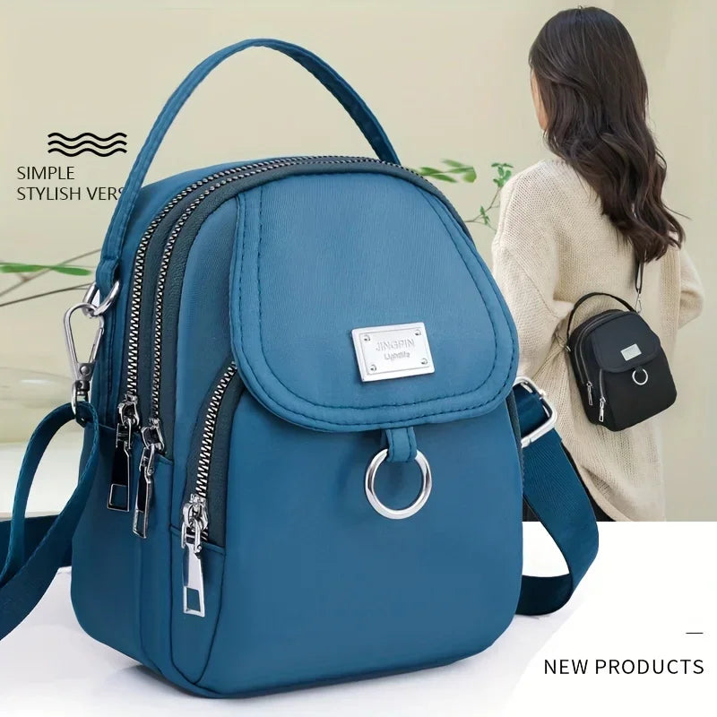 Ms. Fashion, Shoulder Bag, Mini Phone Bag, Multi-Layered Messenger Bag, Nylon Waterproof Fabric, And External Headphone Holes