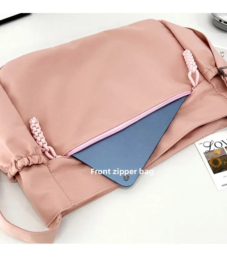 Double Sided Pocket Canvas Bag, Nylon Underarm Shoulder Bag, Fashionable Messenger Bags for Women's Daily Use Work Travel Outing