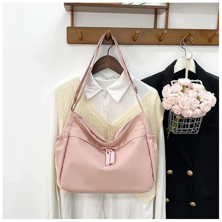 Double Sided Pocket Canvas Bag, Nylon Underarm Shoulder Bag, Fashionable Messenger Bags for Women's Daily Use Work Travel Outing