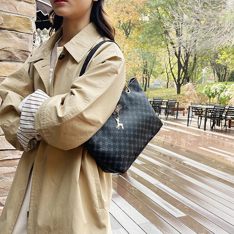 2024 Autumn and Winter New Presbyopic Handbag Shoulder Bag Large Capacity Tote Bag Women's Bag