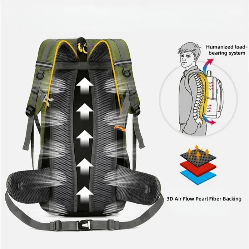 Outdoor Hiking Backpack 50L Camping Travel Bag Oxford Cloth Double Shoulder Large Capacity Multi-Functional Outdoor Sports Bag