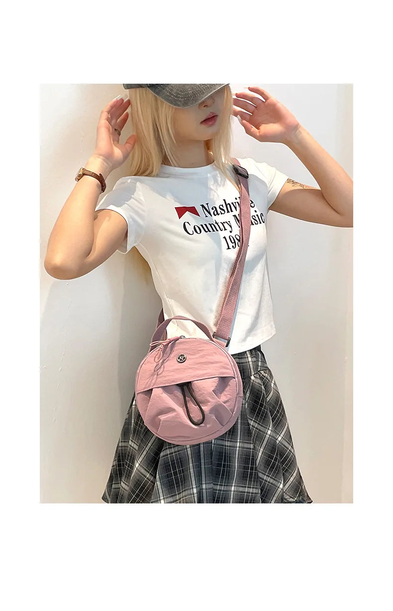 Thickened Waterproof Round Handbag, Single Shoulder Messenger Bag, Versatile Fashion Cross Body Phone Purse Pouch for Going Out