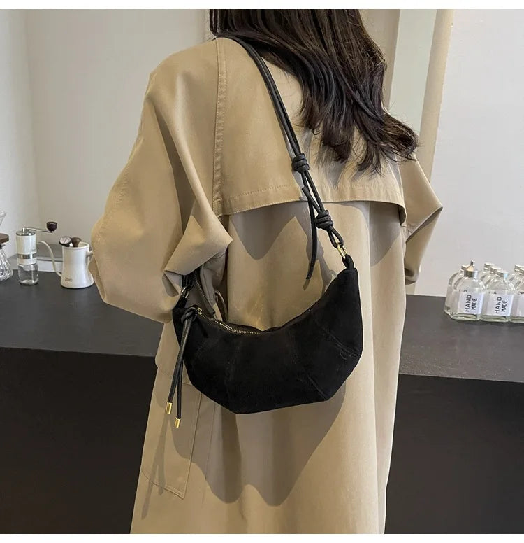 Fashionable Croissant Shape Women's Bag, Casual Simple Crossbody Shoulder Bags for Women Daily Use Commuting Phone Bag,Pockets
