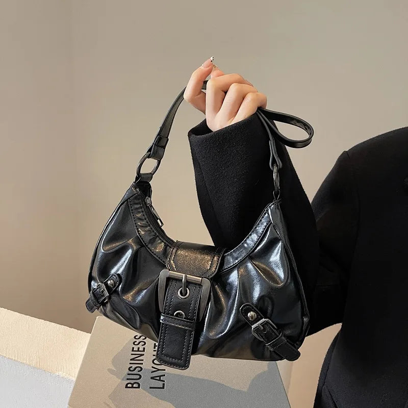 Y2K Retro Handbag Women's Bag, Stylish Fold Leather Shoulder Armpit Bag, Chic Retro Handbags Purse, Temperament Woman Tote Bag