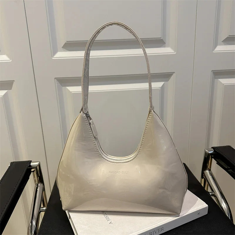 Solid Color Synthetic Leather Shoulder Underarm Bag, Retro Versatile Handbag Women Bag, Fashionable Daily Use Chic Handbag Purse