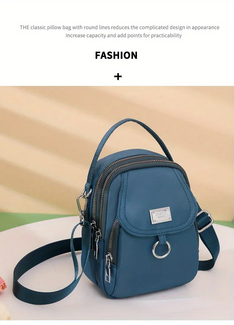 Ms. Fashion, Shoulder Bag, Mini Phone Bag, Multi-Layered Messenger Bag, Nylon Waterproof Fabric, And External Headphone Holes