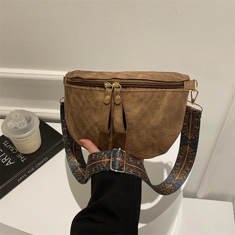 Stylish Hobo Solid Color Satchel Luxury Designer Chest Bag Women's PU Leather Waist Bags Wide Strap Fashion Fanny Shoulder Pack