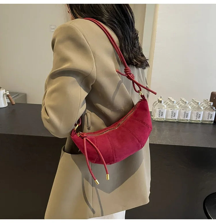 Fashionable Croissant Shape Women's Bag, Casual Simple Crossbody Shoulder Bags for Women Daily Use Commuting Phone Bag,Pockets