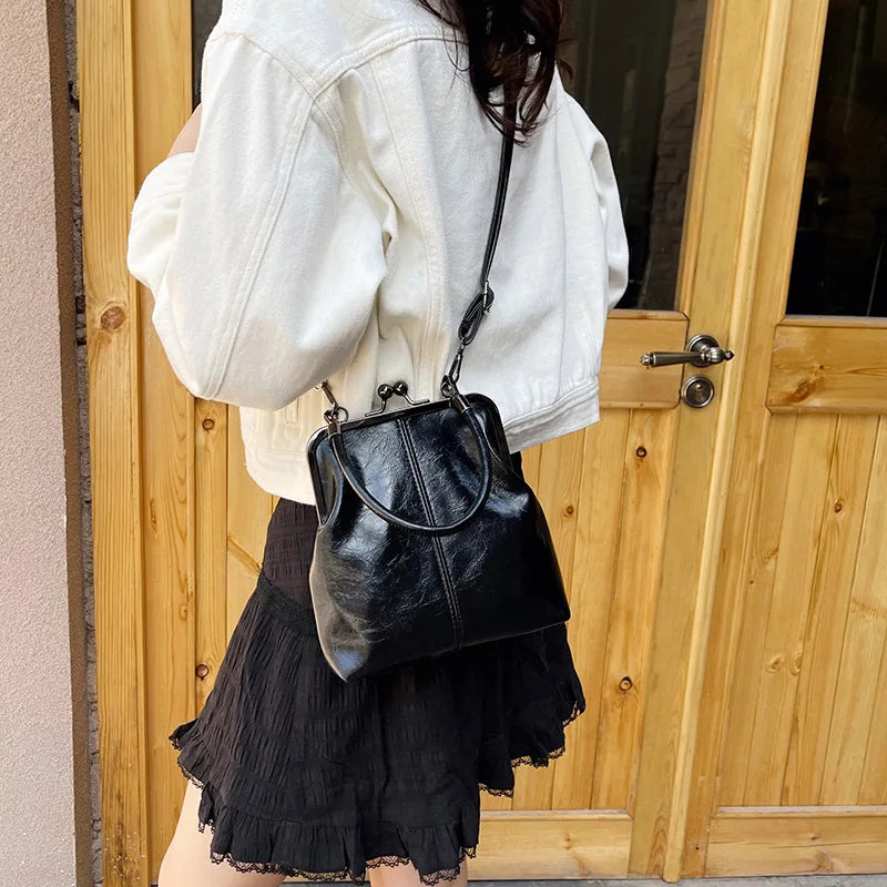 New Fashion Vintage Soft Leather Cosmetic Bag Purse Women's Handbag Crossbody Shoulder Bags Evening Party Totes Makeup Wallet