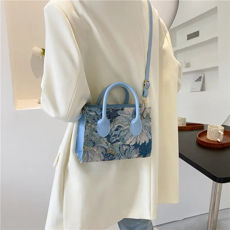 Luxury Design Mini Handbags Women's Totes Fashion Ladies Large Capacity Monet's Garden Oil Painting Canvas Shoulder Shopper Bag