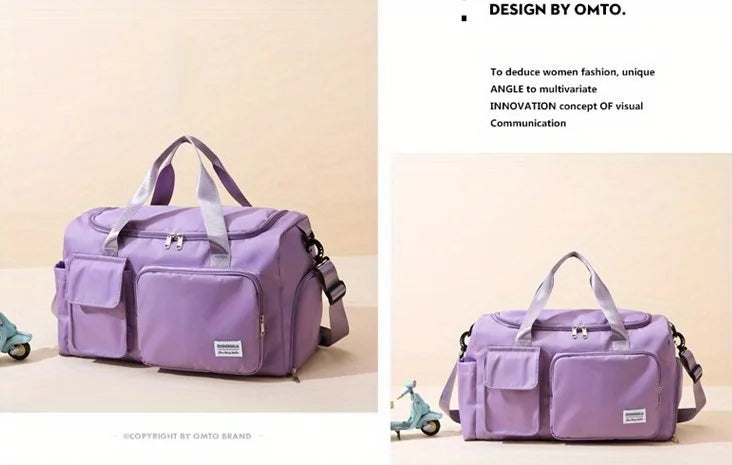 Nylon Travel Gym Bag with Shoe Compartment Dry Wet Separation, Organizer Pockets, Sports Bag for Women/Men, Student Essentials