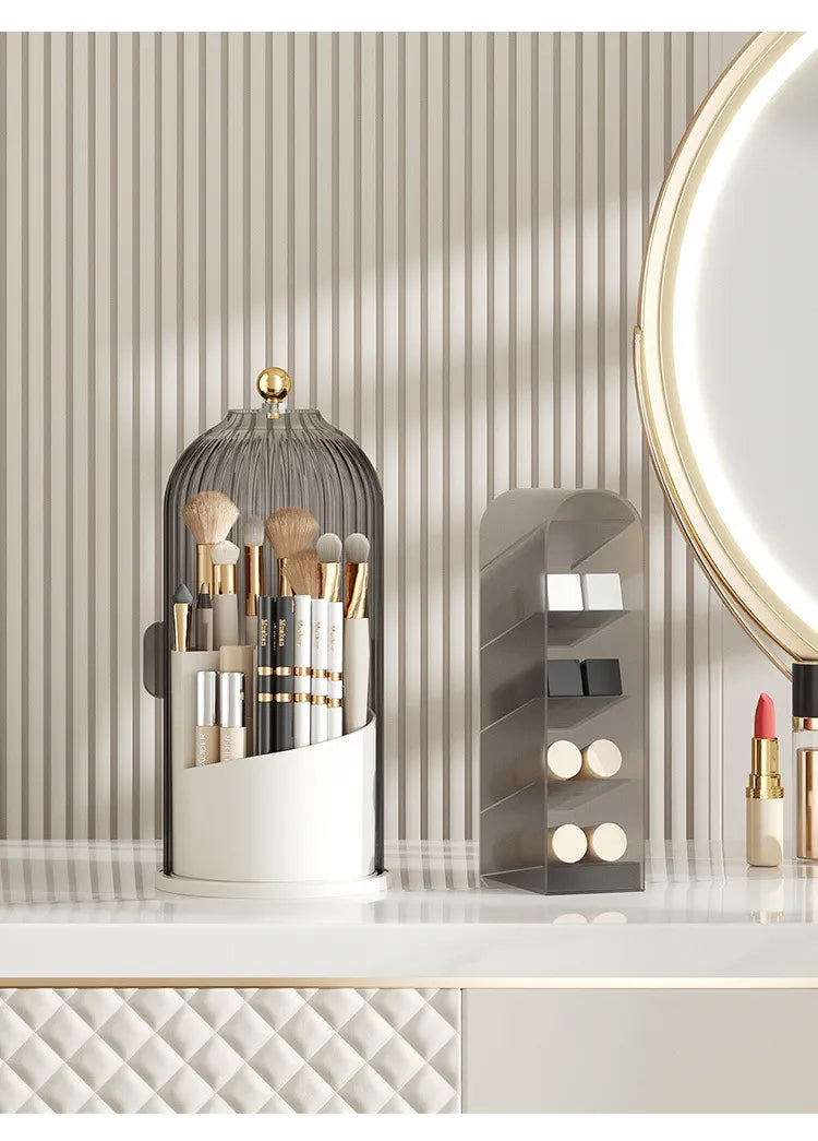 360° rotary makeup brush holder with cover Luxury cosmetics lipstick eyebrow pencil holder eye shadow storage box